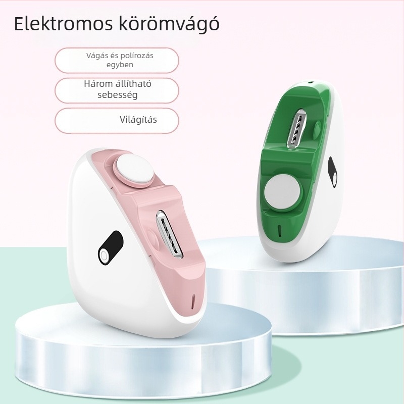 2-in-1 elektromos körömvágó gyerekeknek és felnőtteknek, automatikus anti-csípés rendszer és reszelő, integrált manikűr eszköz