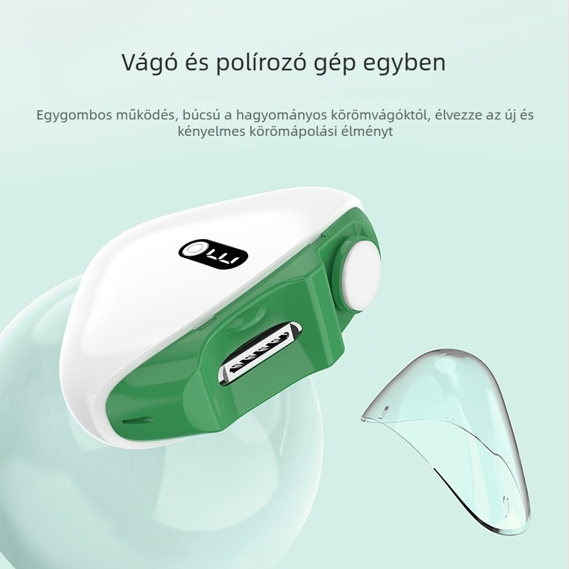 2-in-1 elektromos körömvágó gyerekeknek és felnőtteknek, automatikus anti-csípés rendszer és reszelő, integrált manikűr eszköz