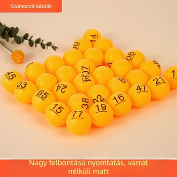 Sárga digitális lottó golyók éves találkozókra és csapatépítésre, alkalmas sorsolásokhoz és matt felületű lottó gépekhez