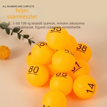 Sárga digitális lottó golyók éves találkozókra és csapatépítésre, alkalmas sorsolásokhoz és matt felületű lottó gépekhez