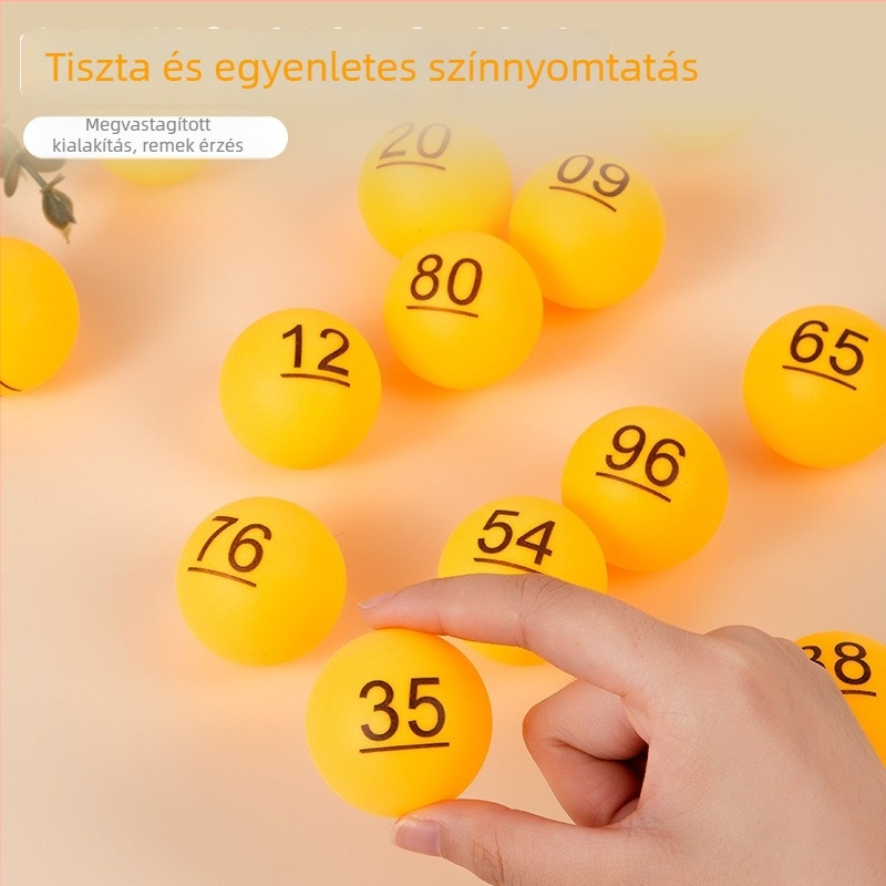 Sárga digitális lottó golyók éves találkozókra és csapatépítésre, alkalmas sorsolásokhoz és matt felületű lottó gépekhez