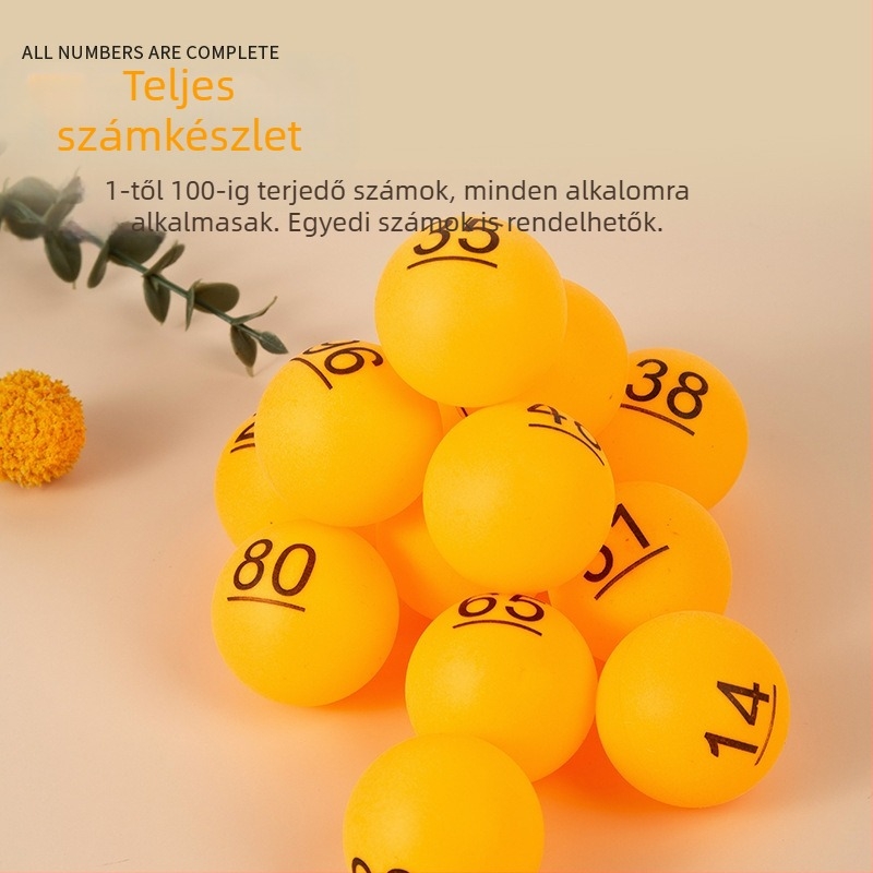 Sárga digitális lottó golyók éves találkozókra és csapatépítésre, alkalmas sorsolásokhoz és matt felületű lottó gépekhez