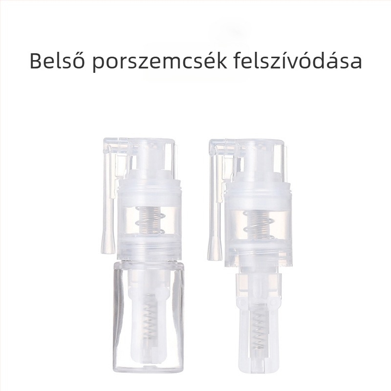 Mini 8 ml-es hosszú csővel rendelkező porspray üveg nyomógombos kupakkal – ideális talc-, orvosi és finom púderhez