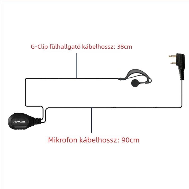 BF888S, UV5R, UV-9R, TC-510 adapter K-formájú hexagon PTT fülhallgatóhoz