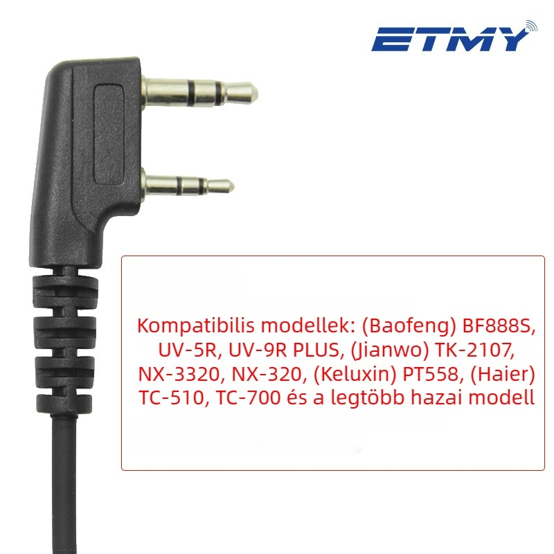 BF888S, UV5R, UV-9R, TC-510 adapter K-formájú hexagon PTT fülhallgatóhoz