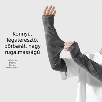 Nyári UV-védő arcmaszk és karvédők készlete – kerékpár- és horgászathoz, vezetéshez; férfiaknak plusz méret, laza szabás, nylon anyag