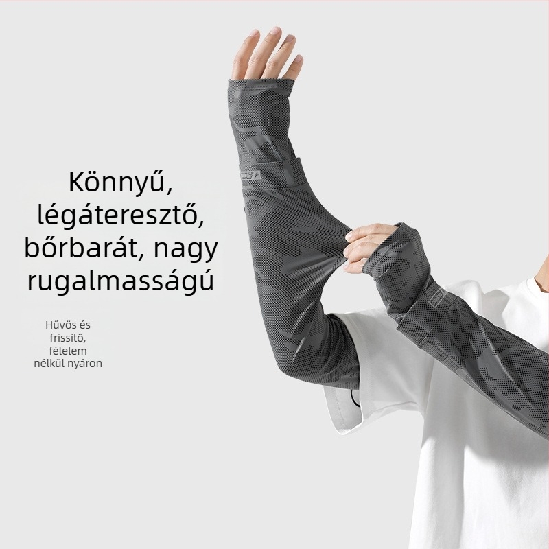 Nyári UV-védő arcmaszk és karvédők készlete – kerékpár- és horgászathoz, vezetéshez; férfiaknak plusz méret, laza szabás, nylon anyag