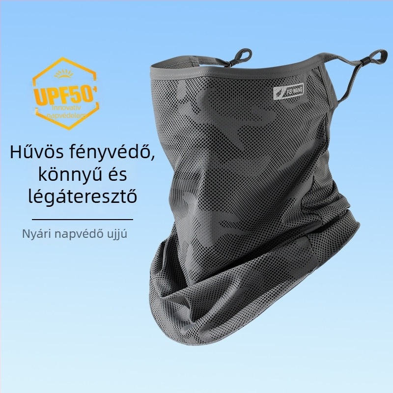 Nyári UV-védő arcmaszk és karvédők készlete – kerékpár- és horgászathoz, vezetéshez; férfiaknak plusz méret, laza szabás, nylon anyag