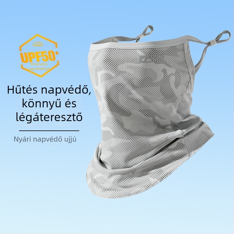 Nyári UV-védő arcmaszk és karvédők készlete – kerékpár- és horgászathoz, vezetéshez; férfiaknak plusz méret, laza szabás, nylon anyag