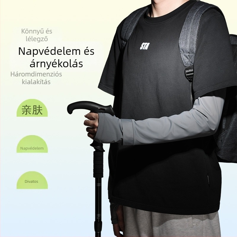 Nyári UV-védő arcmaszk és karvédők készlete – kerékpár- és horgászathoz, vezetéshez; férfiaknak plusz méret, laza szabás, nylon anyag