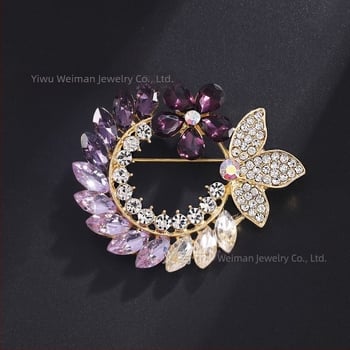 Kristályos koszorú brooch – egyedi tervezésű, könnyű luxus, kreatív, elegáns és sokoldalú