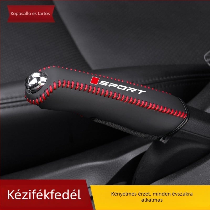 Valódi bőr kézifékfedél, csúszásmentes kialakítás, váltókar-fedél és porvédő – autó belső kiegészítő