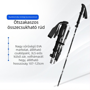 Newcaso összecsukható túrabot, 7075-ös alumínium ötvözet, ultra könnyű, öt részes, golyózáras