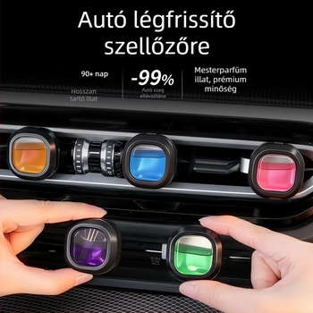 Autó aromaterápiás klip a szellőzőhöz – új modell 2026, 5–10 ml, citrusos-óceáni és virágos illat
