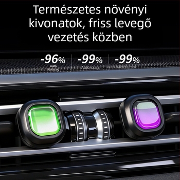 Autó aromaterápiás klip a szellőzőhöz – új modell 2026, 5–10 ml, citrusos-óceáni és virágos illat