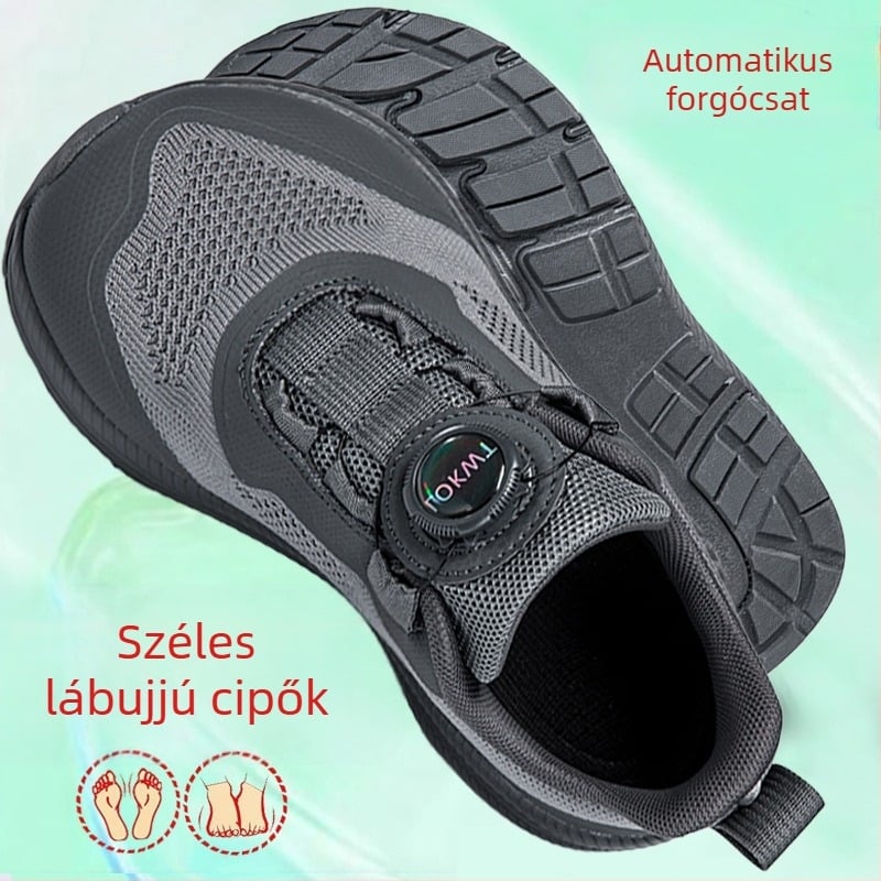 Uniszex széles orrú futócipő, extra széles, légáteresztő és kényelmes, tavasz–őszre, mindennapi casual cipő széles lábfejre és hallux valgusra