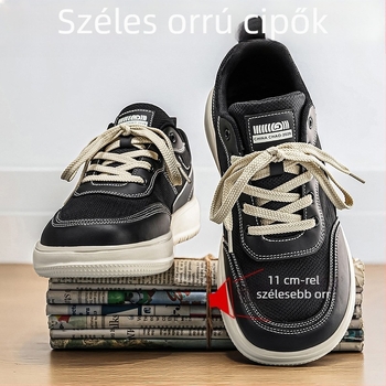 Uniszex nyári légáteresztő hálós sportcipő, széles orral, vastag talppal, mindennapi cipő