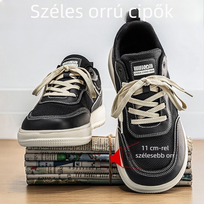 Uniszex nyári légáteresztő hálós sportcipő, széles orral, vastag talppal, mindennapi cipő