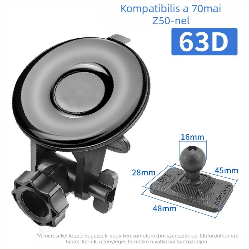 Szilikonból készült vákuumos autós dashcam tartó 70Mai Pro A800/A500S számára, 68 mm alap, 360°-os forgás