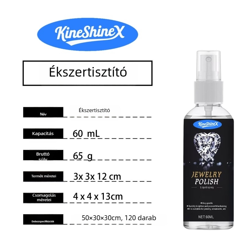 KineShineX ékszerek oxidációs polírozó folyadéka – visszaállítja és megőrzi a ragyogást, gondoskodik az aranyról és az ezüstről