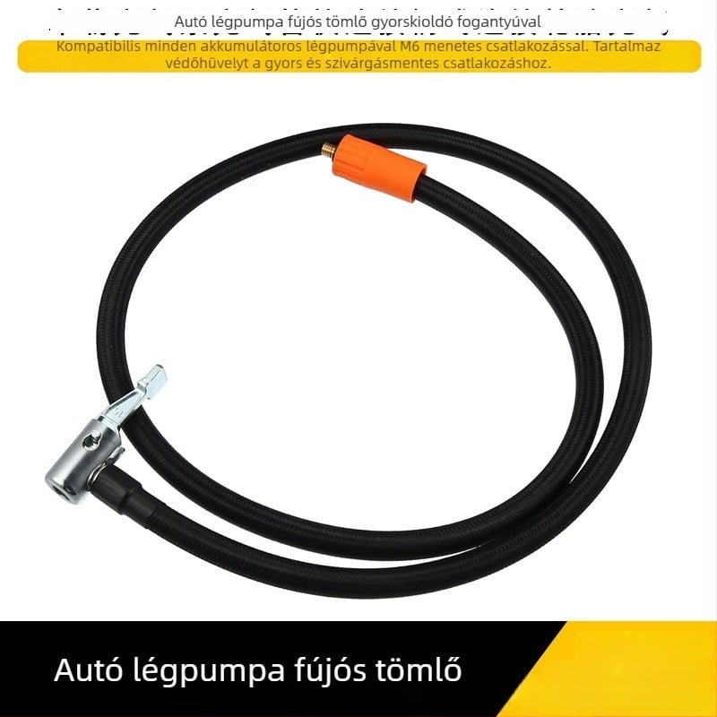 Autó légpumpa beépített akkumulátorral és fúvócsővel, M6 menet