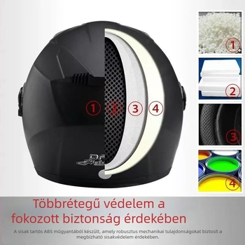 DFG elektromos jármű sisak férfiak és nők számára, téli meleg, párásodás elleni, egész éves viselés, fél sisak dupla vizorral