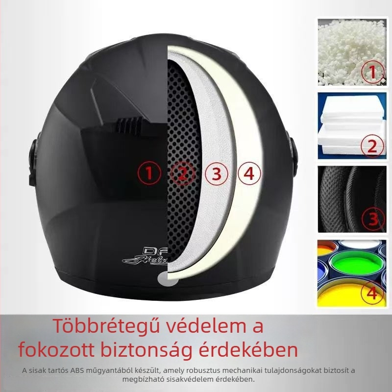 DFG elektromos jármű sisak férfiak és nők számára, téli meleg, párásodás elleni, egész éves viselés, fél sisak dupla vizorral