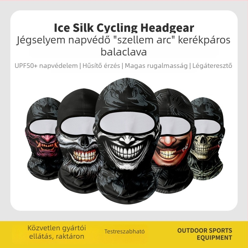 Légáteresztő kerékpáros arcvédő UV-védelemmel és szélálló tulajdonságokkal, uniszex – koponya mintás nyakmelegítő