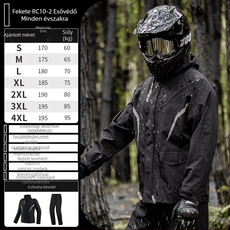 Off-road hegyi túrákhoz és motorkerékpározáshoz készült vízálló esőkabát és esőnadrág szett, unisex