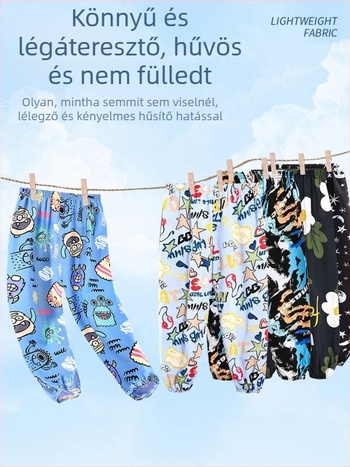 Gyerekeknek szóló szúnyogriasztó nadrág ice-silk anyagból, laza nyári viselet, lantern-stílusú