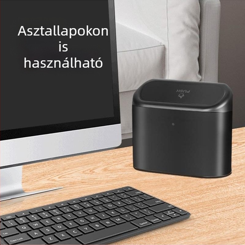 Autóba szerelhető szemetes lehajtható fedéllel, mini tároló doboz, akasztható az autó oldalsó ajtójára