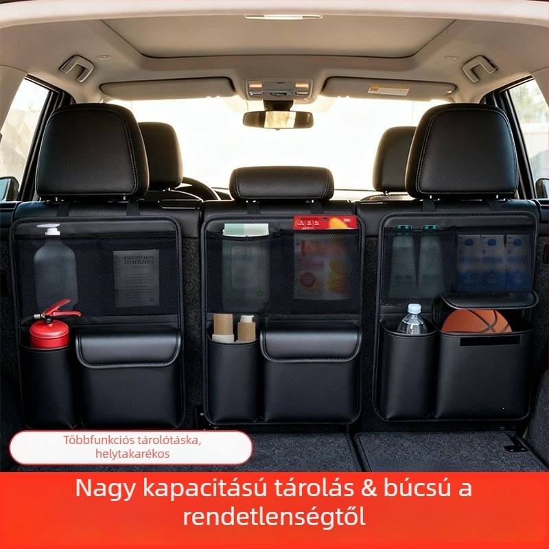 Bőr autócsomagtartó rendező, többfunkciós tárolóháló, függő tároló