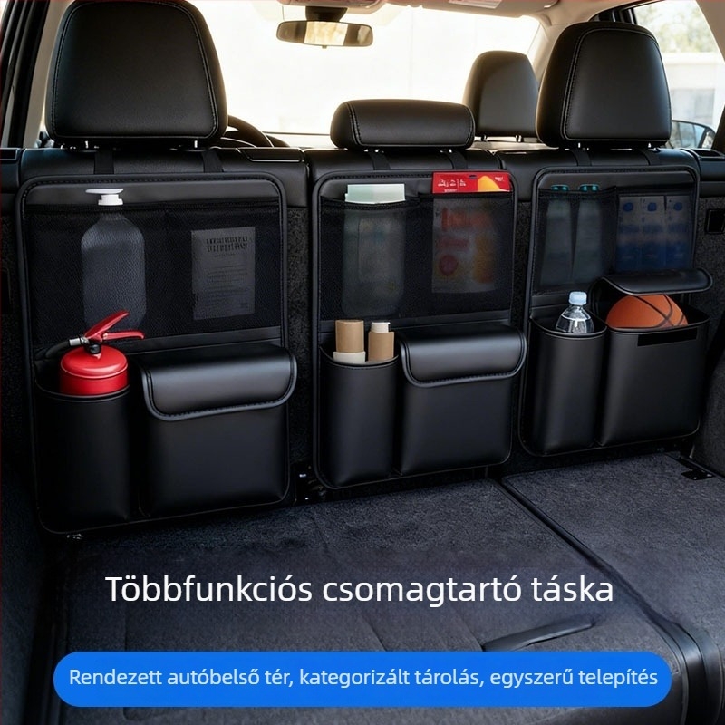 Bőr autócsomagtartó rendező, többfunkciós tárolóháló, függő tároló