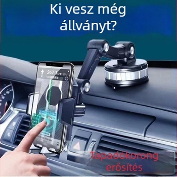 Autótelefon-tartó műszerfalra és szélvédőre, forgó, nagy szívófej, rezgésálló, univerzális