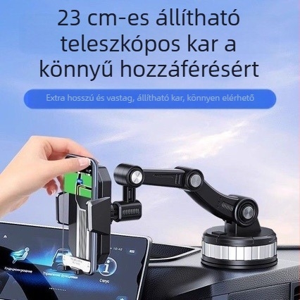 Autótelefon-tartó műszerfalra és szélvédőre, forgó, nagy szívófej, rezgésálló, univerzális