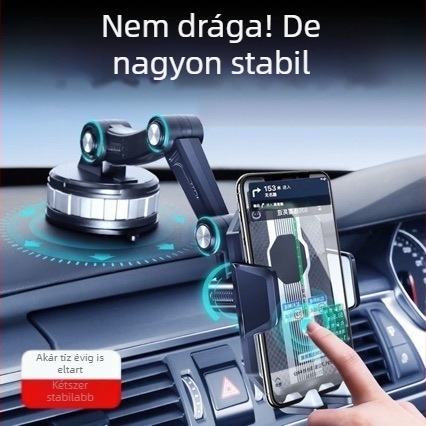 Autótelefon-tartó műszerfalra és szélvédőre, forgó, nagy szívófej, rezgésálló, univerzális