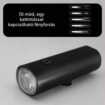 Alumíniumötvözetes kerékpár első lámpa, 800 lm fényerő, USB gyors töltés és telefon töltése, éjszakai tekeréshez
