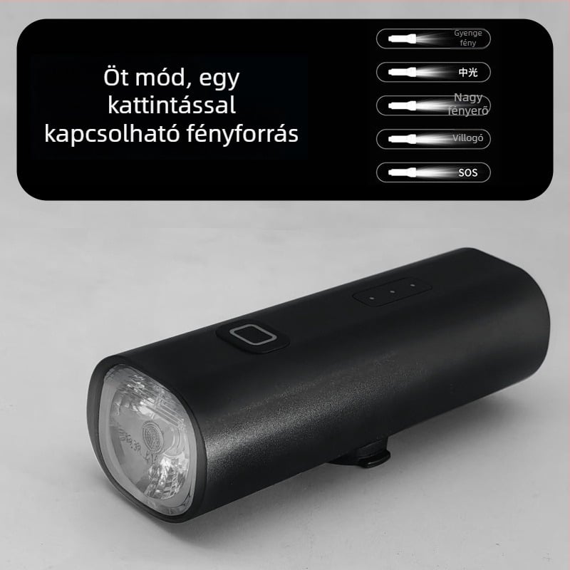 Alumíniumötvözetes kerékpár első lámpa, 800 lm fényerő, USB gyors töltés és telefon töltése, éjszakai tekeréshez