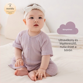 Újszülött nyári modalból készült lélegző hálós romper rövid ujjú
