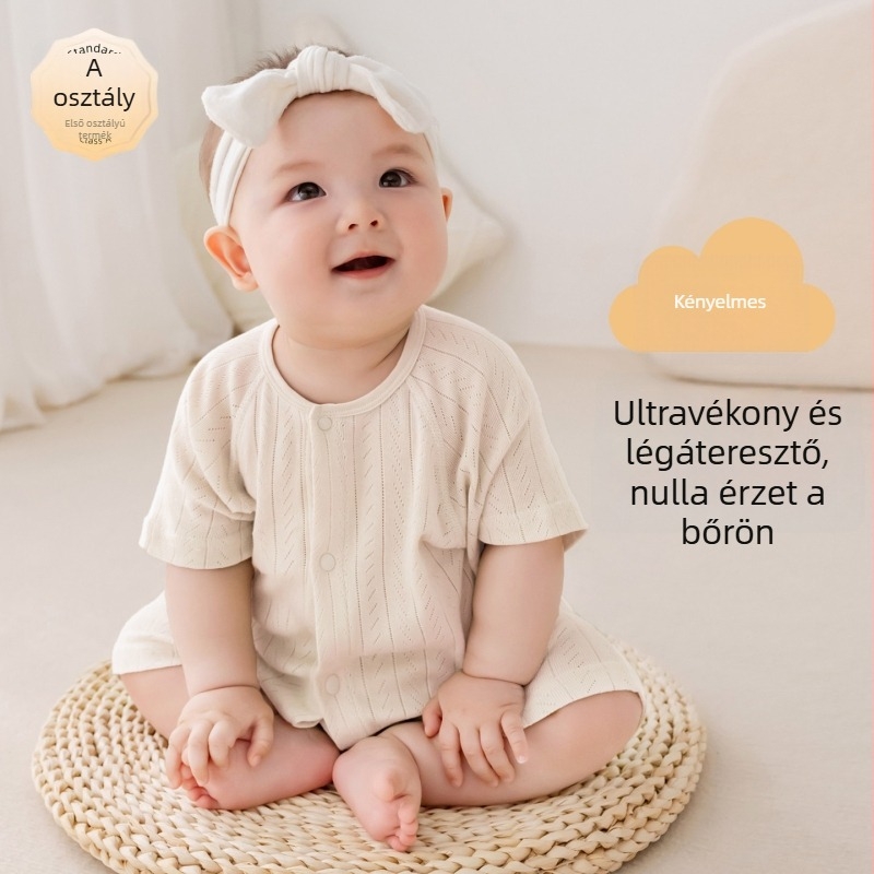 Újszülött nyári modalból készült lélegző hálós romper rövid ujjú