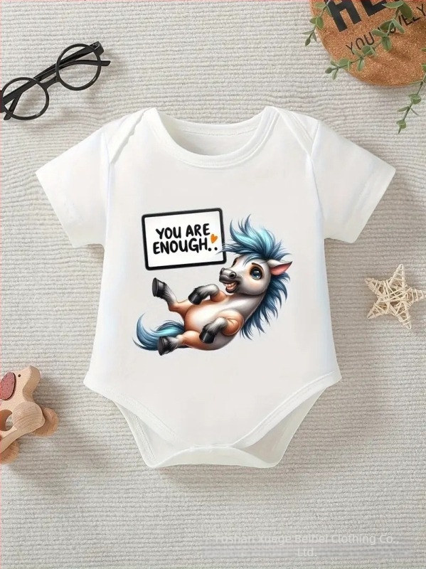 Baba rövid ujjú overál tavasz-nyár, karikatúra mintával, uniszex, 0–12 hónap