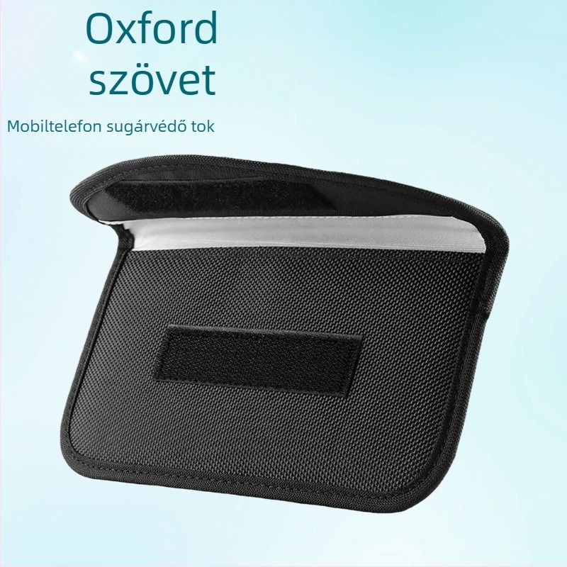 Nagy méretű sugárzásvédett telefon tok, jelvédő táska, fémszálas