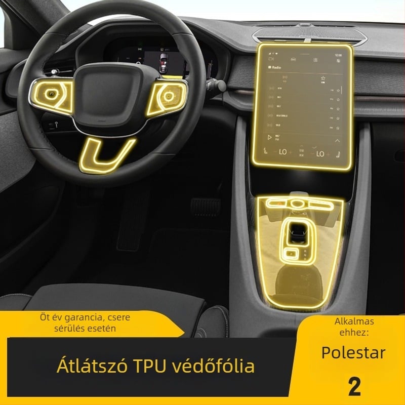 Polestar 2 központi kezelőpanel érintőképernyő védőfólia – átlátszó TPU, univerzális autó belső kiegészítő