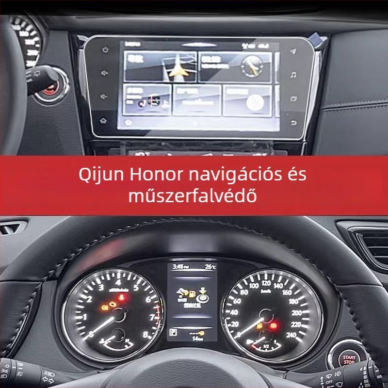 Temperált védőfólia Nissan X-Trail Glory navigációs kijelzőjére és központi konzol belső védelmére