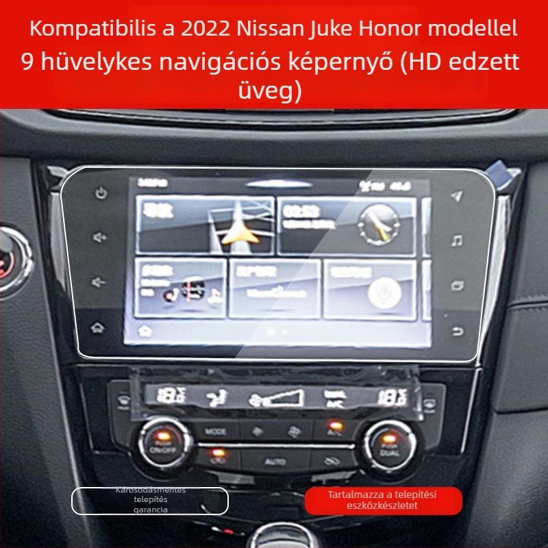 Temperált védőfólia Nissan X-Trail Glory navigációs kijelzőjére és központi konzol belső védelmére