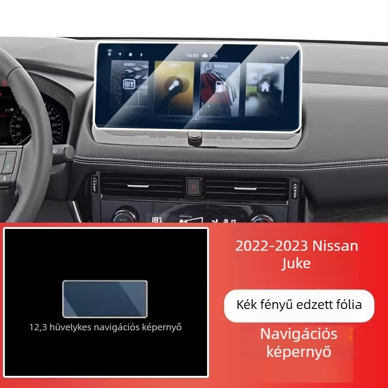 Temperált védőfólia Nissan X-Trail Glory navigációs kijelzőjére és központi konzol belső védelmére