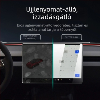 Tesla Model 3 középkonzol kijelzővédő fólia Y/X/S kijelzőkre – ujjlenyomat-mentes és tükröződésmentes