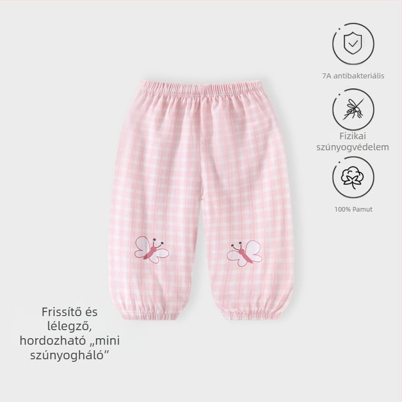 Jingqi nyári gyerek nadrágok, uniszex, 100% pamut, könnyű, szúnyogvédettek, légáteresztőek, puhák, hétköznapi fazon