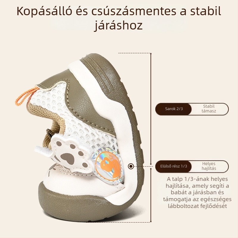 Nyári egyrészes hálós baba járócipő, légáteresztő, puha talpú, csúszásmentes, 1–3 éveseknek, tépőzár
