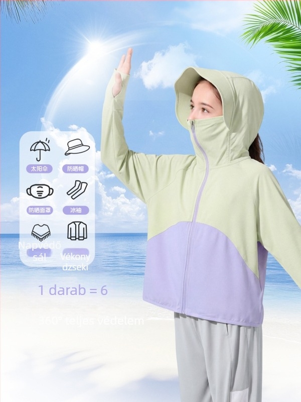 Uniszex gyerekeknek UV‑védett kapucnis nylon kabát